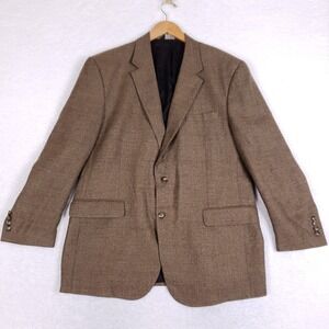 Jos A Bank Blazer 46R Travelers Collection Brown Wool Sport Coat Academic Classi
